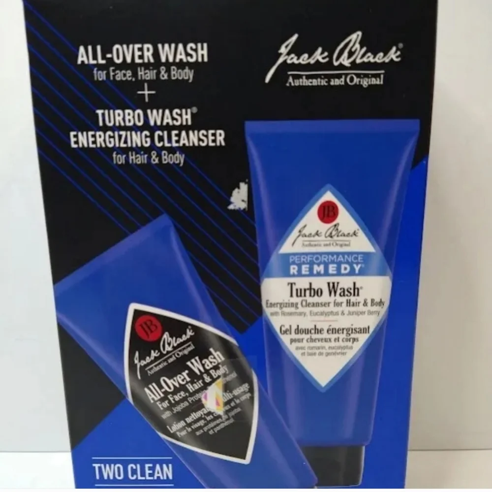 Jack Black Two Clean: 1 Turbo Wash, 10 oz, & 1 All Over Wash, 10 oz, Ene…